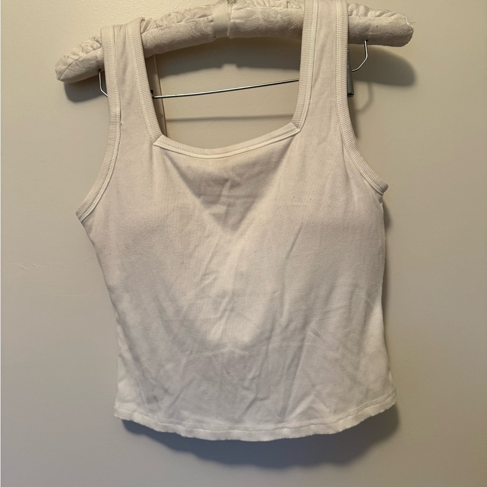 OGL white square neck Tank Top